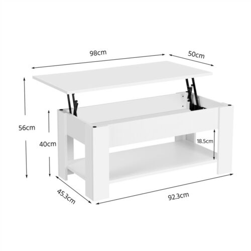 Tavolino da Caffè Sollevabile Tavolo Elevabile Moderno da Salotto Divano Bianco