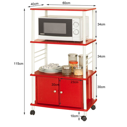 Porta forno a microonde,Carrello da cucina,scaffale rosso