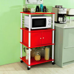 Porta forno a microonde,Carrello da cucina,scaffale rosso