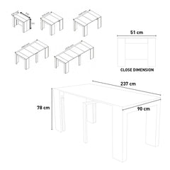 Tavolo Consolle Allungabile Salvaspazio 237cm Moderno Soggiorno Sala Da Pranzo