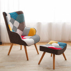 Poltrona Sedia Design Moderno con Pouf Poggiapiedi