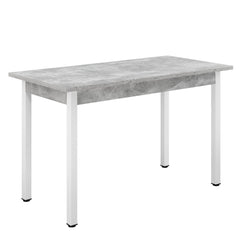 Tavolo da Pranzo/Cucina con Gambe in Acciaio 120x60cm Effetto Cemento/Bianco