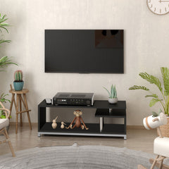 Mobile Porta TV Moderno con Ripiano in Legno Nero