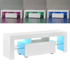 Mobile Porta TV con Illuminazione LED Supporto TV con Cassetto e Ripiani Bianco