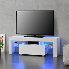 Mobile Porta TV con Illuminazione LED Supporto TV con Cassetto e Ripiani Bianco