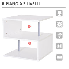 Tavolino Da Salotto Basso con Ripiani Arredamento Moderno in Legno Bianco