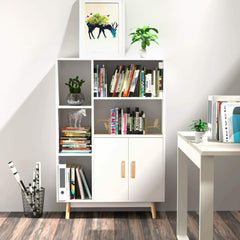 Armadietto Libreria  con Ante 5 Cubi Scaffale Bianco