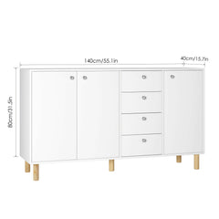 Credenza con 3 Ante e 4 Cassetti Cassettiera Mobiletto