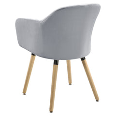 Poltrona Imbottita con Gambe in Metallo Color Faggio + Braccioli - Grigio Chiaro