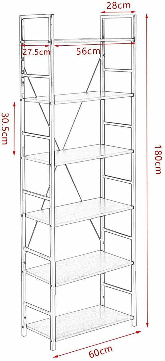 Libreria Scaffale in Metallo Legno 6 Ripiani Scaffalatura Porta Fioriera