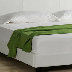 Letto Imbottito Design + Materasso 140 x 200 cm Similpelle Bianco Doppio