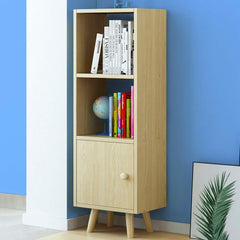 Mobile Libreria 2 Ripiani + Anta Mobiletto Legno Design Moderno 132x30x33 cm Oak