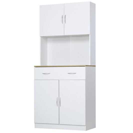 Credenza Cucina a 2 Ante e Cassetto in Legno Bianco