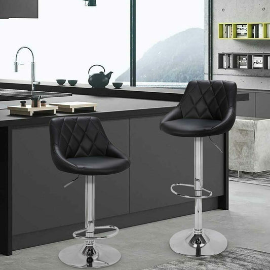 Sgabelli Cucina Seduta Pelle Imbottita Sgabello Girevole Casa Bar Nero Set 2