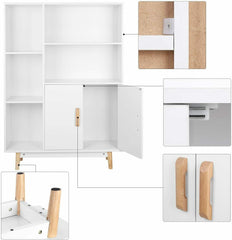 Armadietto Libreria  con Ante 5 Cubi Scaffale Bianco