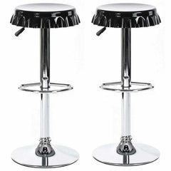 Set 2 Sgabelli Bar Cucina Seduta Forma Tappo di Bottiglia Sgabello Girevole Nero