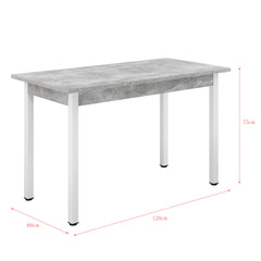 Tavolo da Pranzo/Cucina con Gambe in Acciaio 120x60cm Effetto Cemento/Bianco