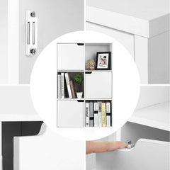 Libreria Scaffale in Legno Portaoggetti Organizer con 6 Cube 3 Ante Bianco