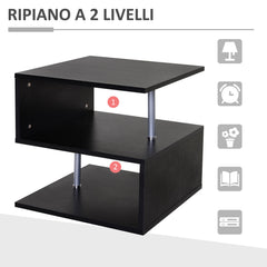 Tavolino Da Salotto Basso con Ripiani Arredamento Moderno in Legno Nero