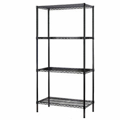 Scaffale 4 Ripiani Acciaio Inox Mobile Libreria Multiuso Cromo Nero