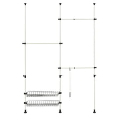 Guardaroba telescopica regolabile mensole e sbarre 110-305cm bianco/nero