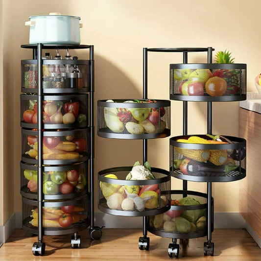 Carrello Trolley Cucina in Metallo 6 Ripiani 30 x 85 cm 4 Ruote Salvaspazio Nero