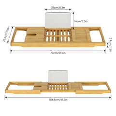 Vassoio per Vasca in bambù Mensola con Supporto da Bagno Estensibile 70-105cm
