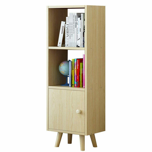 Mobile Libreria 2 Ripiani + Anta Mobiletto Legno Design Moderno 132x30x33 cm Oak