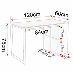 Scrivania Ufficio Tavolo per Computer con Libreria Porta PC Legno Metallo