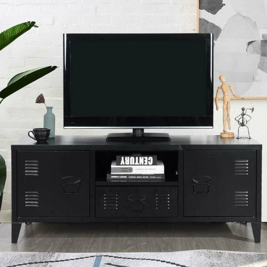 Armadietto Mobiletto TV con Cassetto Moderno Nero